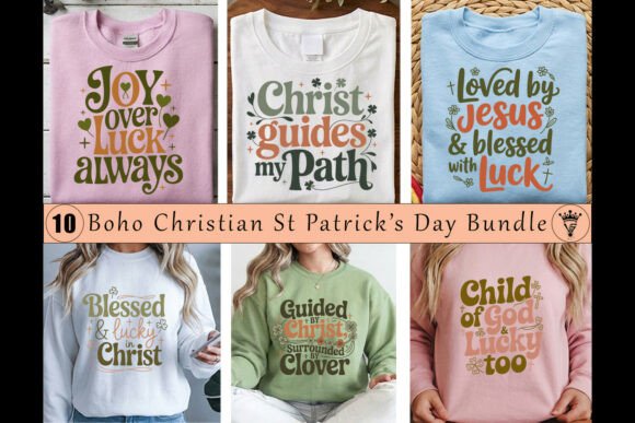 Boho Christian St Patrick’s SVG Bundle: Graphics & T-Shirt Designs