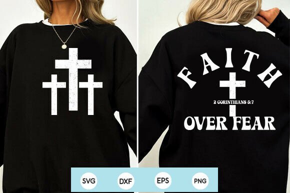Faith over Fear Christian Verse PNG for Graphics & T-Shirt Designs