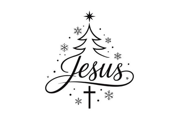 Jesus Christmas Tree Graphics for T-Shirt Designs
