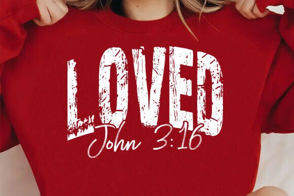 Loved John 3 16 Christian, Bible Verse Review for Embroidery