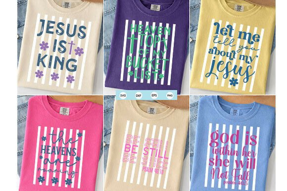 Striped Christian PNG Bundle: Faith Graphics for T-Shirt Designs